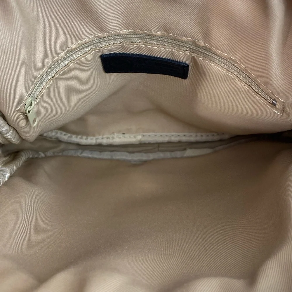 Valentina Italiana Elegant Pebbled Tan and Black Leather Backpack